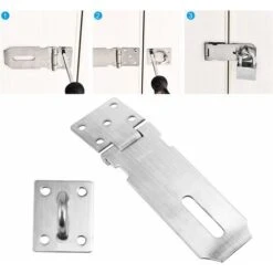 Porte-cadenas　2Pcs Moraillon Résistant Et Agrafe Serrure, Acier Inoxydable Porte Verrous, Porte Fermoir Avec 16Pcs Des Vis, 4 Pouces -Promos Matériel Boutique 96337157 3