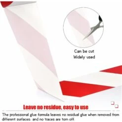 Ruban De Signalisation　Ruban Adhésif De Signalisation - 4 Cm X 16 M Par Rouleau - Pour Le Marquage Au Sol/sécurité - Rayures Rouge Et Blanc -Promos Matériel Boutique 96341533 3
