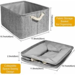 Cubes De Rangement En Tissu, 4 Pcs Boîtes De Rangement, Boîte De Rangement En Tissu, Boîte De Rangement Pliable Avec Cordon De Serrage, Panier De Rangement En Tissu Toile Panier De Rangement 40x30x20 -Promos Matériel Boutique 96453703 3