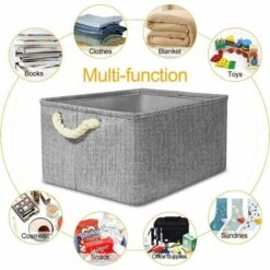 Cubes De Rangement En Tissu, 4 Pcs Boîtes De Rangement, Boîte De Rangement En Tissu, Boîte De Rangement Pliable Avec Cordon De Serrage, Panier De Rangement En Tissu Toile Panier De Rangement 40x30x20 -Promos Matériel Boutique 96453703 4