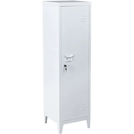 Armoire En Métal Avec Clé, Trois Compartiments à L'intérieur Blanc Armoire 1 Armoire En Métal Avec Clé, Trois Compartiments à L'intérieur Blanc Armoire
