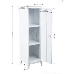 Armoire En Métal Avec Clé, Trois Compartiments à L'intérieur Blanc Armoire 9 Armoire En Métal Avec Clé, Trois Compartiments à L'intérieur Blanc Armoire -Promos Matériel Boutique 96683329 5