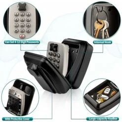 Boite A Clefs Securisee Exterieur, Grande Boitier A Cle Murale Avec Code 12 Chiffres Étanche Antirouille Boite à Clé Sécurisée, Ultra-Robuste Coffre A Clef Digitale Pour Maison Usine Garage -Promos Matériel Boutique 97242795 3