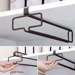 Porte-verres à Vin Suspendu 3 Pièces, Porte-verres à Vin Sous L'armoire, Porte-verres à Vin Sur Pied Sans Perçage, Porte-verres à Vin En Métal Sur étagère De Cuisine, Bar à Café, Salle à Manger (noir) -Promos Matériel Boutique 97243738 3