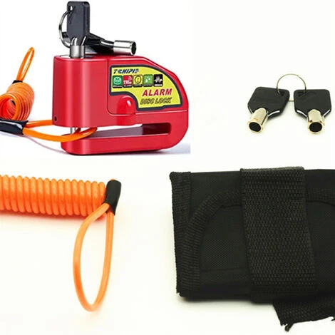 Antivol De Disque De Moto Avec Alarme 110 DB, Alarme Antivol De Disque De Moto Pour Moto/vélo/scooter, 2 Clés, Câble D'alerte De 1,5 M, Batterie De Rechange, Rouge 1 Antivol De Disque De Moto Avec Alarme 110 DB, Alarme Antivol De Disque De Moto Pour Moto/vélo/scooter, 2 Clés, Câble D'alerte De 1,5 M, Batterie De Rechange, Rouge