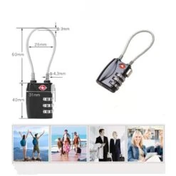 Serrures à Bagages , Cadenas De Sécurité à 3 Chiffres, Cadenas à Combinaison, Code De Verrouillage Pour Les Valises De Voyage Valise Sac De Bagages(argent) -Promos Matériel Boutique 97248294 5