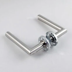 Paire De Poignées De Porte Sur Rosaces Rondes , Inox 304 Sans Rosaces De Fonction(ponçage)