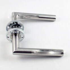 Paire De Poignées De Porte Sur Rosaces Rondes ， Inox 304 Sans Rosaces De Fonction(ponçage) -Promos Matériel Boutique 97248335 3