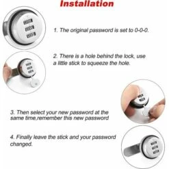 Verrous De Sécurité à Combinaison Avec Code Par Mot De Passe Pour La Sécurité Des Boîtes, Tiroirs, Boîtes Aux Lettres, Portes, Meubles ( Argent) -Promos Matériel Boutique 97447229 3