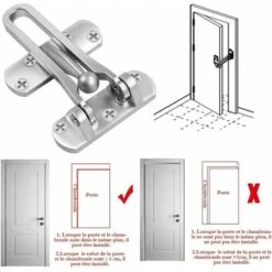 Entrebailleur De Sécurité Porte Acier Fenêtre Garde Verrou Porte D'Entrée Sans Chaîne Loquet De Verrouillage Pour Fenêtre Porte, Empêche L'Entrée Par Effraction(2Pcs,Dessin） -Promos Matériel Boutique 97447306 4