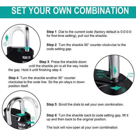 Cadenas à Combinaison à 4 Chiffres Pour Salle De Sport, école, Extérieur Et Casier Des Employés, Noir 5 Cadenas à Combinaison à 4 Chiffres Pour Salle De Sport, école, Extérieur Et Casier Des Employés, Noir – Image 5