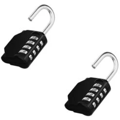 Serrure à Combinaison, Serrure à Combinaison 2 Pièces Cadenas à 4 Chiffres Cadenas De Gymnastique Réarmable Résistant Aux Intempéries Serrure à Combinaison Pour Porte D'école Cltures De Jardin (noir) -Promos Matériel Boutique 97633806 3