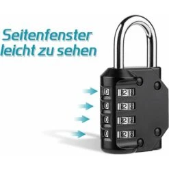Serrure à Combinaison, Serrure à Combinaison 2 Pièces Cadenas à 4 Chiffres Cadenas De Gymnastique Réarmable Résistant Aux Intempéries Serrure à Combinaison Pour Porte D'école Cltures De Jardin (noir) -Promos Matériel Boutique 97633806 5