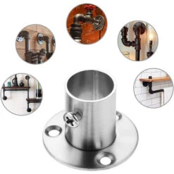 2 Pièces Support De Tube Rond En Acier Inoxydable, Ensemble De Bride De Tige, Support De Tige De Garde-Robe, Support D'extrémité De Barre De Direction Avec Vis,19Mm -Promos Matériel Boutique 97664135 4