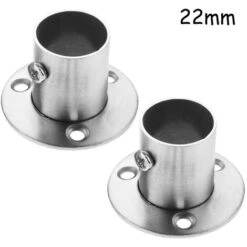 Support De Tube Rond En Acier Inoxydable De 2 Pièces, Ensemble De Bride De Tige, Support De Tige De Garde-Robe, Support D'extrémité De Barre De Direction Avec Vis, 22Mm