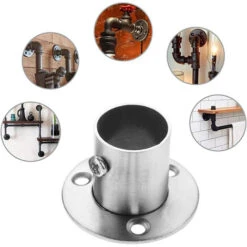 Support De Tube Rond En Acier Inoxydable De 2 Pièces, Ensemble De Bride De Tige, Support De Tige De Garde-Robe, Support D'extrémité De Barre De Direction Avec Vis, 22Mm -Promos Matériel Boutique 97667397 4