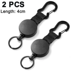 2 Pièces Porte-clés Rétractable Noir Boucle De Traction élastique Clé Rétractable Avec Câble En Acier