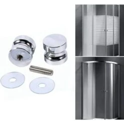 Lot De 2 De Poignées De Porte De Douche Bain Poignée De Porte De Douche 30 Mm Poignées De Porte De Remplacement En Chrome Poli Poignée De Porte Ronde En Verre En Acier Inoxydable Durable -Promos Matériel Boutique 97835808 5