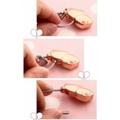 Amoureux Porte-clés 1 Paire D'anneau Clé En Forme De Porcs Avec Nez Magnétique, Cadeau Pour Jeune Amie, Alliage De Zinc Brillant Noir Et Rose Or -Promos Matériel Boutique 98442684 4