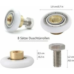 LECHUANG Rouleaux De Douche, Rouleau De Porte Coulissante 8 Pièces, Pièces De Rechange De Porte De Douche, Rouleau De Porte En Verre De 19 MM De Diamètre -Promos Matériel Boutique 98442898 3