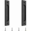 1 Pc Poignées De Porte Coulissante Rectangulaires Encastrées En Alliage D'aluminium Noir Mat Avec Vis De Montage Pour Porte Coulissante De Grange