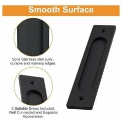 1 Pc Poignées De Porte Coulissante Rectangulaires Encastrées En Alliage D'aluminium Noir Mat Avec Vis De Montage Pour Porte Coulissante De Grange -Promos Matériel Boutique 98596569 3