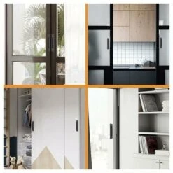 1 Pc Poignées De Porte Coulissante Rectangulaires Encastrées En Alliage D'aluminium Noir Mat Avec Vis De Montage Pour Porte Coulissante De Grange -Promos Matériel Boutique 98596569 4