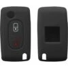 Accessoire Clé De Voiture Compatible Avec Peugeot Citroen Clef De Voiture 2-Bouton（Noir）- Coque En Silicone Souple Pour Clef De Voiture