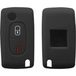 Accessoire Clé De Voiture Compatible Avec Peugeot Citroen Clef De Voiture 2-Bouton（Noir）- Coque En Silicone Souple Pour Clef De Voiture
