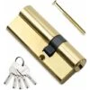 LECHUANG 1 Pièce Cylindre En Laiton Euro 30/50 Mm, Serrure à Cylindre Clé/clé 80 Mm Avec 5 Clés Horizontales En Laiton, Anti-crochetage, Anti-perçage, Anti-claquement, Anti-choc, Finition Laiton Poli