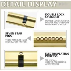 LECHUANG 1 Pièce Cylindre En Laiton Euro 30/50 Mm, Serrure à Cylindre Clé/clé 80 Mm Avec 5 Clés Horizontales En Laiton, Anti-crochetage, Anti-perçage, Anti-claquement, Anti-choc, Finition Laiton Poli -Promos Matériel Boutique 98899655 4