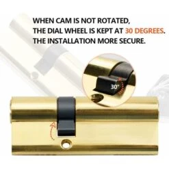 LECHUANG 1 Pièce Cylindre En Laiton Euro 30/50 Mm, Serrure à Cylindre Clé/clé 80 Mm Avec 5 Clés Horizontales En Laiton, Anti-crochetage, Anti-perçage, Anti-claquement, Anti-choc, Finition Laiton Poli -Promos Matériel Boutique 98899655 5