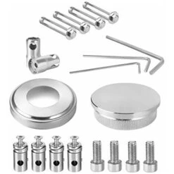 Support De Main Courante Inox Garde-corps Avec 2 Poteaux Pour Balcon Escalier Intérieur Et Extérieur - 160cm 3 Entretoises NAIZY -Promos Matériel Boutique 99356362 3