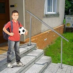 Support De Main Courante Inox Garde-corps Avec 2 Poteaux Pour Balcon Escalier Intérieur Et Extérieur - 160cm 3 Entretoises NAIZY -Promos Matériel Boutique 99356362 5