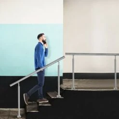 Support De Main Courante Inox Garde-corps Avec 2 Poteaux Pour Balcon Escaliers Intérieurs Et Extérieurs - 150cm Sans Entretoises NAIZY -Promos Matériel Boutique 99356449 5