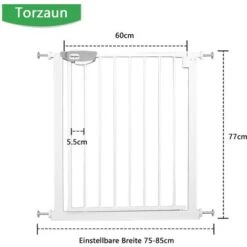 Barrière De Sécurité Pour Enfants, Barrière D'escalier Avec Sans Perçage Et Grille Métallique - Blanc 75 - 85 Cm De Large NAIZY -Promos Matériel Boutique 99356703 4