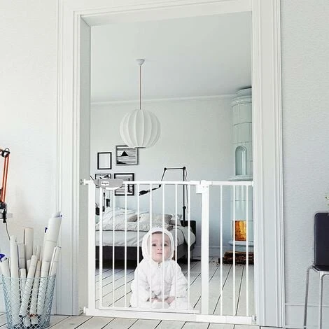 Barrière De Sécurité Pour Enfants, Barrière D'escalier Blanc Avec Sans Perçage Et Grille Métallique 105 - 115 Cm De Large NAIZY 5 Barrière De Sécurité Pour Enfants, Barrière D'escalier Blanc Avec Sans Perçage Et Grille Métallique 105 - 115 Cm De Large NAIZY – Image 5