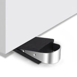 Arrêt De Porte Solide, Cale De Porte Robuste En Zinc Et Caoutchouc De Qualité Supérieure Pour Toutes Les Portes Et Les Planches. Ensemble De 2 Protecteurs Muraux Auto-Adhésifs Bonus.